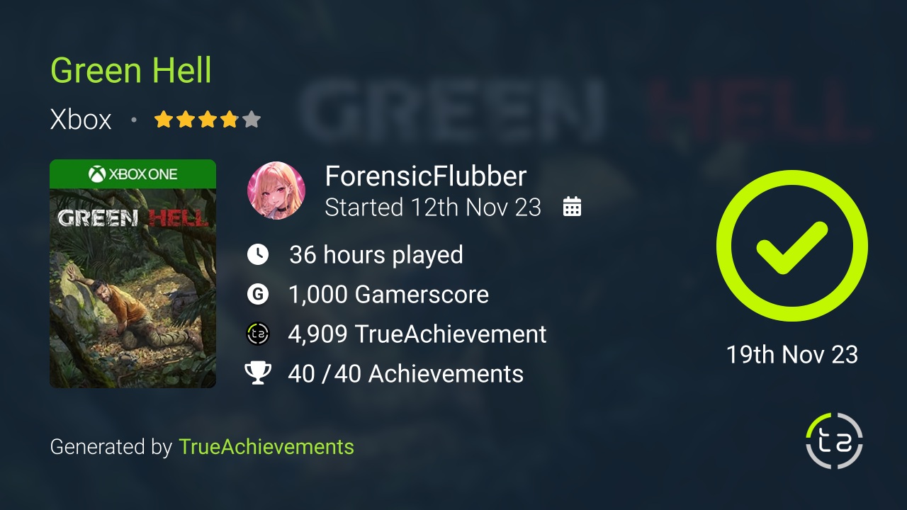 Green Hell achievement summary
